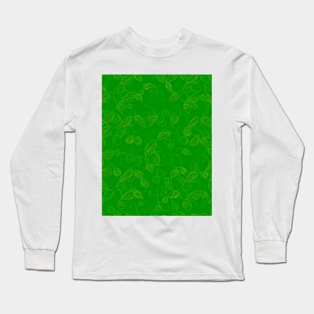 Saint Patrick's day delicate floral pattern on green backdrop ! Long Sleeve T-Shirt by UmagineArts